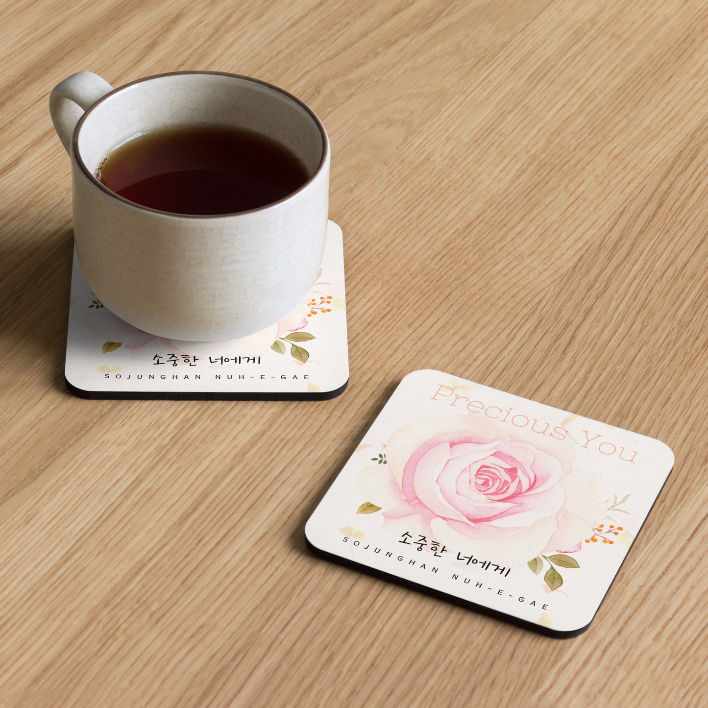 Precious You Cork-back coaster with Learning Korean