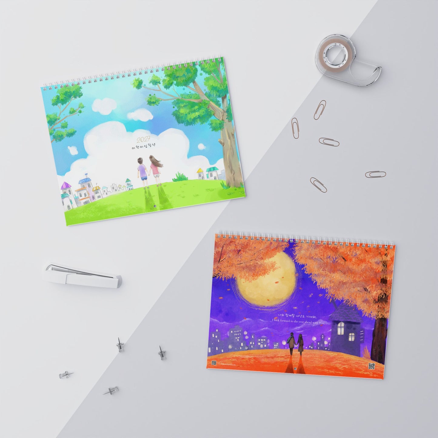 2027 Korean Wall Calendar | Hangul calendar | Healing Comforting | Illustrated Monthly Planner