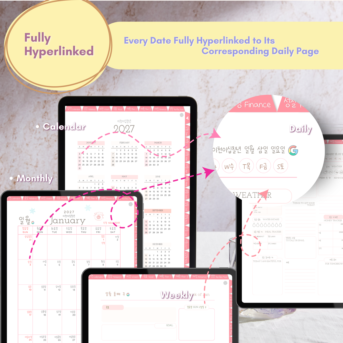 2027 Planner with Learning Korean | Bilingual | Korean-English