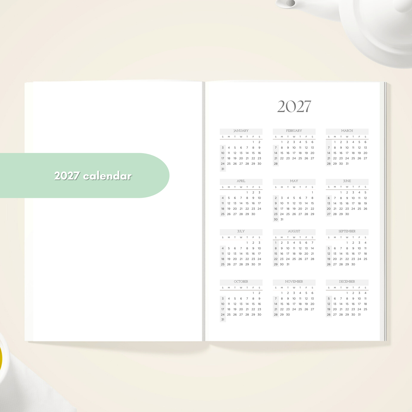 2027 Korean Language Planner | Weekly Journal Diary | Leaf