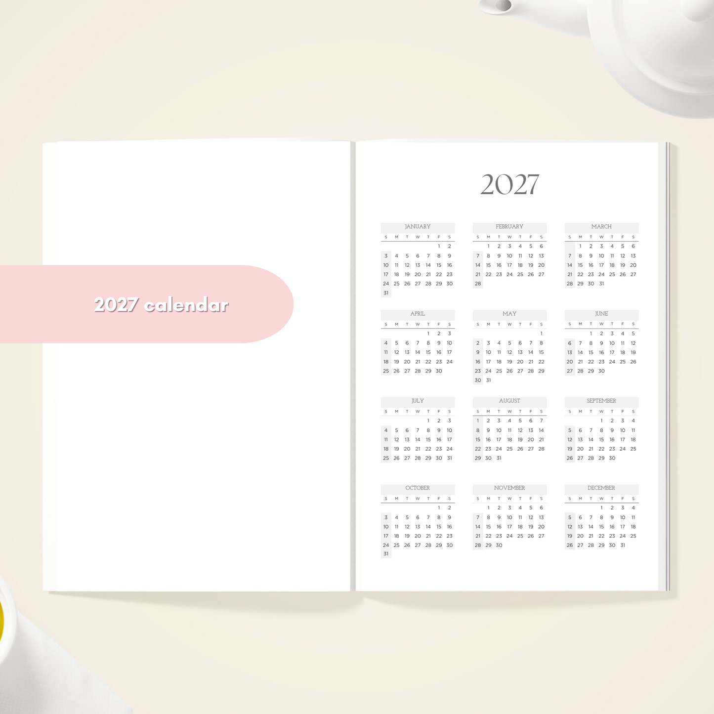 2027 Korean Language Planner | Weekly Journal Diary | Cute Flower