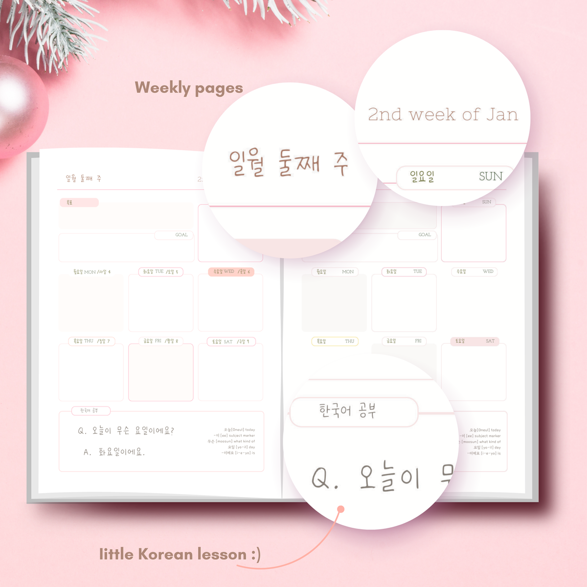 2027 Korea Color Planner Notebook | Hangul Learning Journal