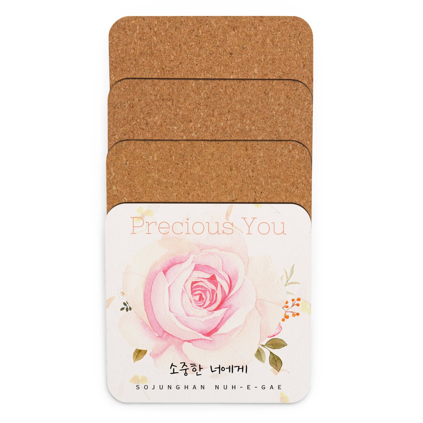 Precious You Cork-back coaster with Learning Korean