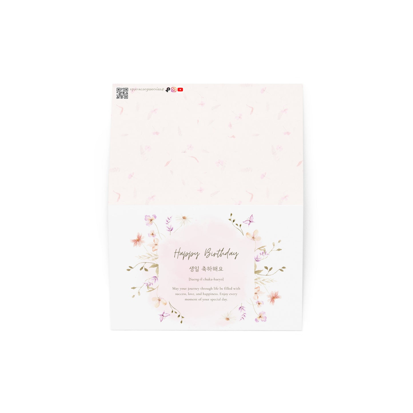 Floral Birthday card with Learning Korean