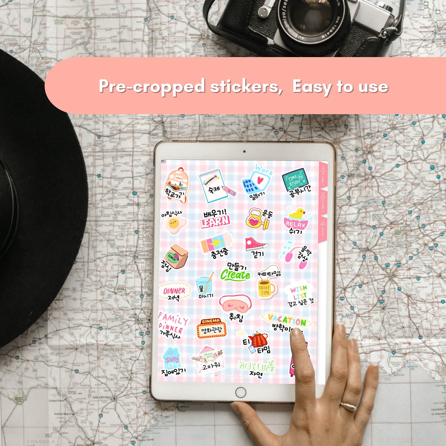 Digital Daily Cute Korean Stickers with Learning Korean