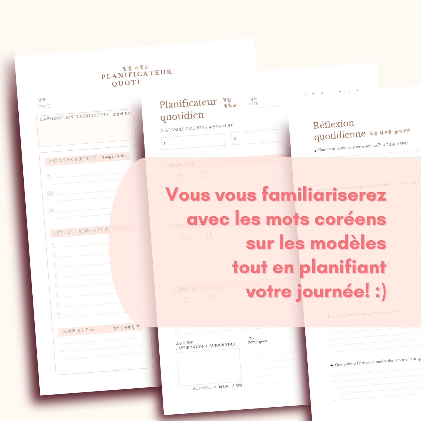 Étudiez le coréen avec des agendas quotidiens!