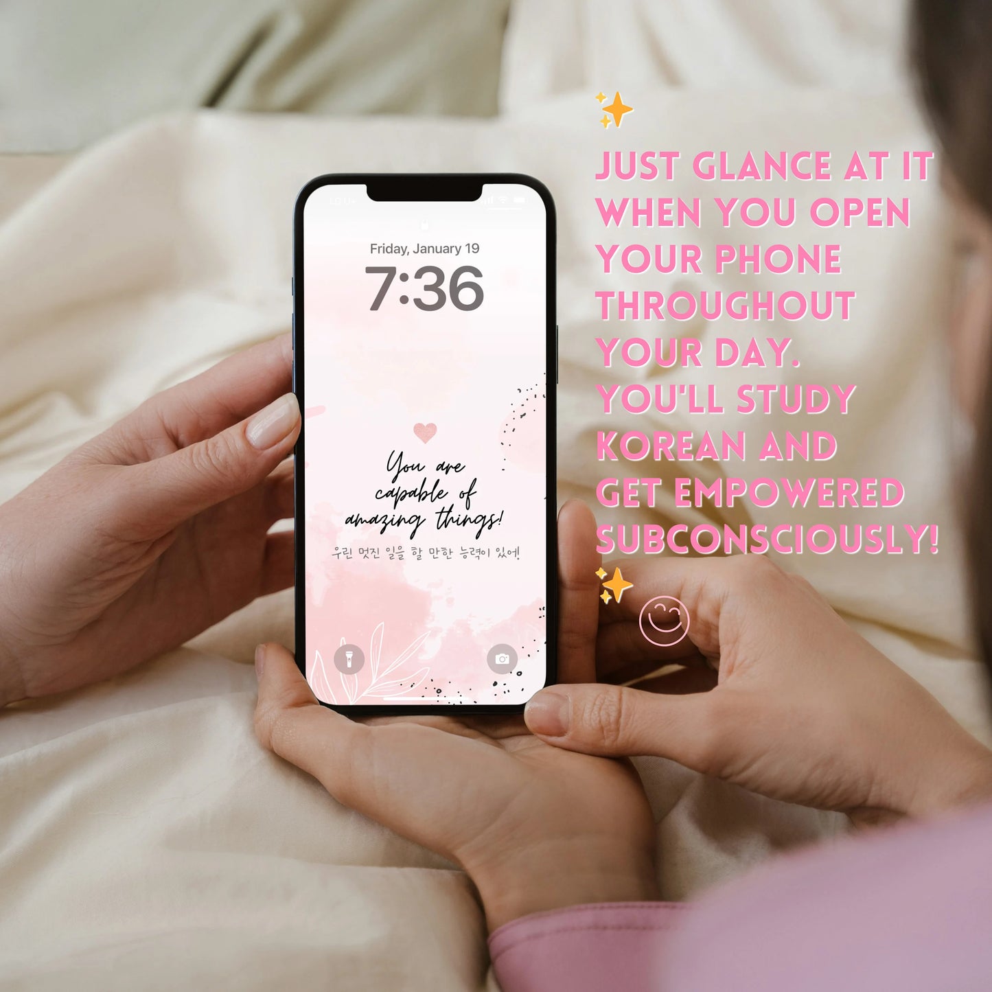 70pcs Inspirational Phone Wallpaper Bundle with Learning Korean