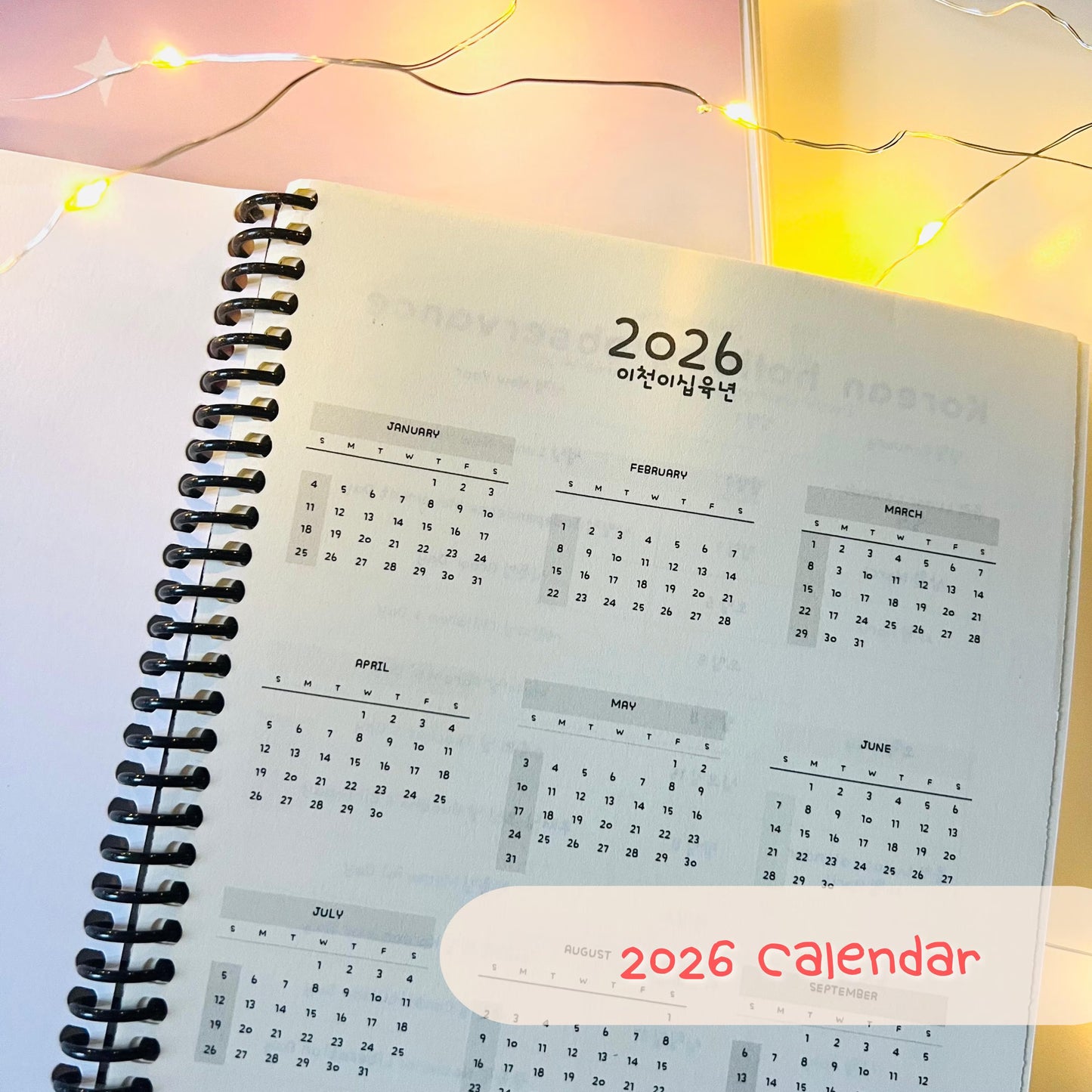 2026-2027 Cute Hangul Planner with Learning Korean