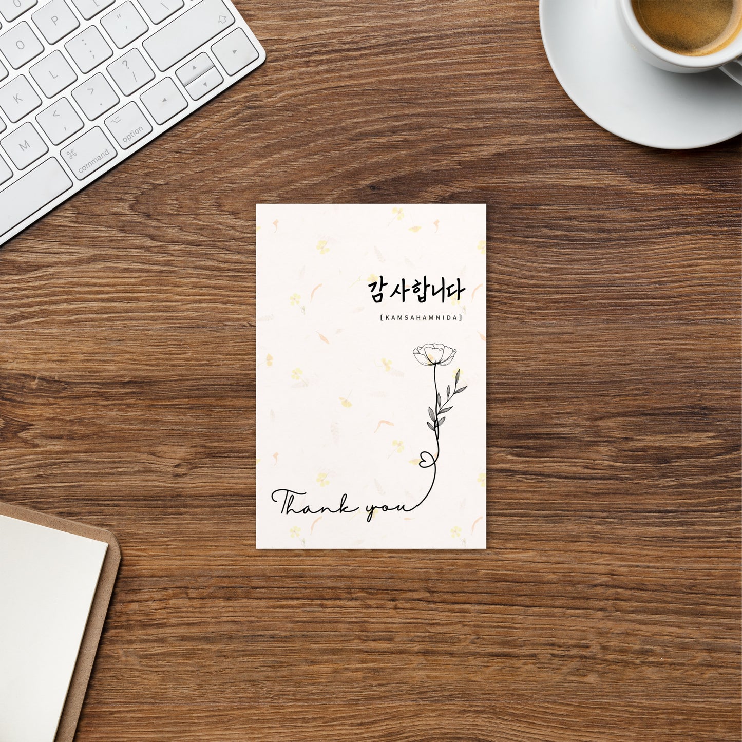 Kamsahamnida Flower Postcard with Learning Korean