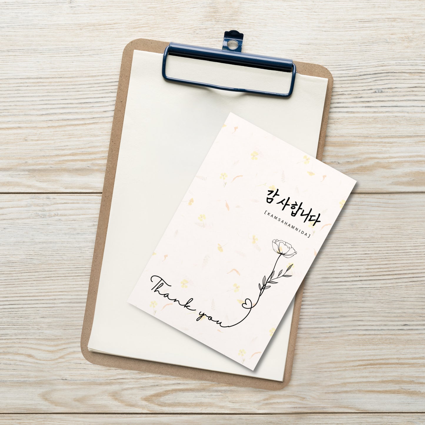 Kamsahamnida Flower Postcard with Learning Korean