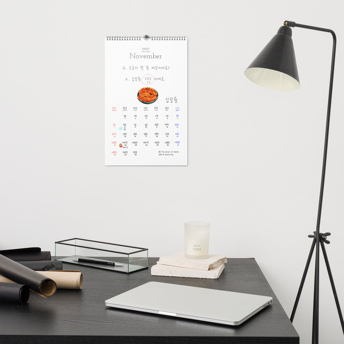 2027 Korean Language Learning Wall Calendar, Hangul Numbers