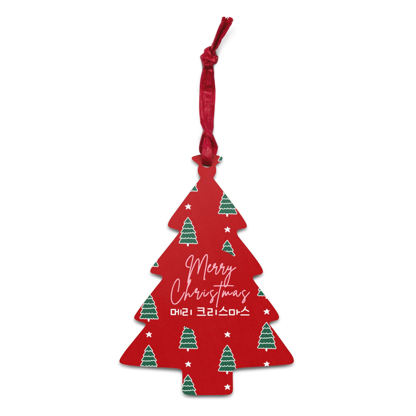 Christmas Wooden Tree Ornament with Learning Korean