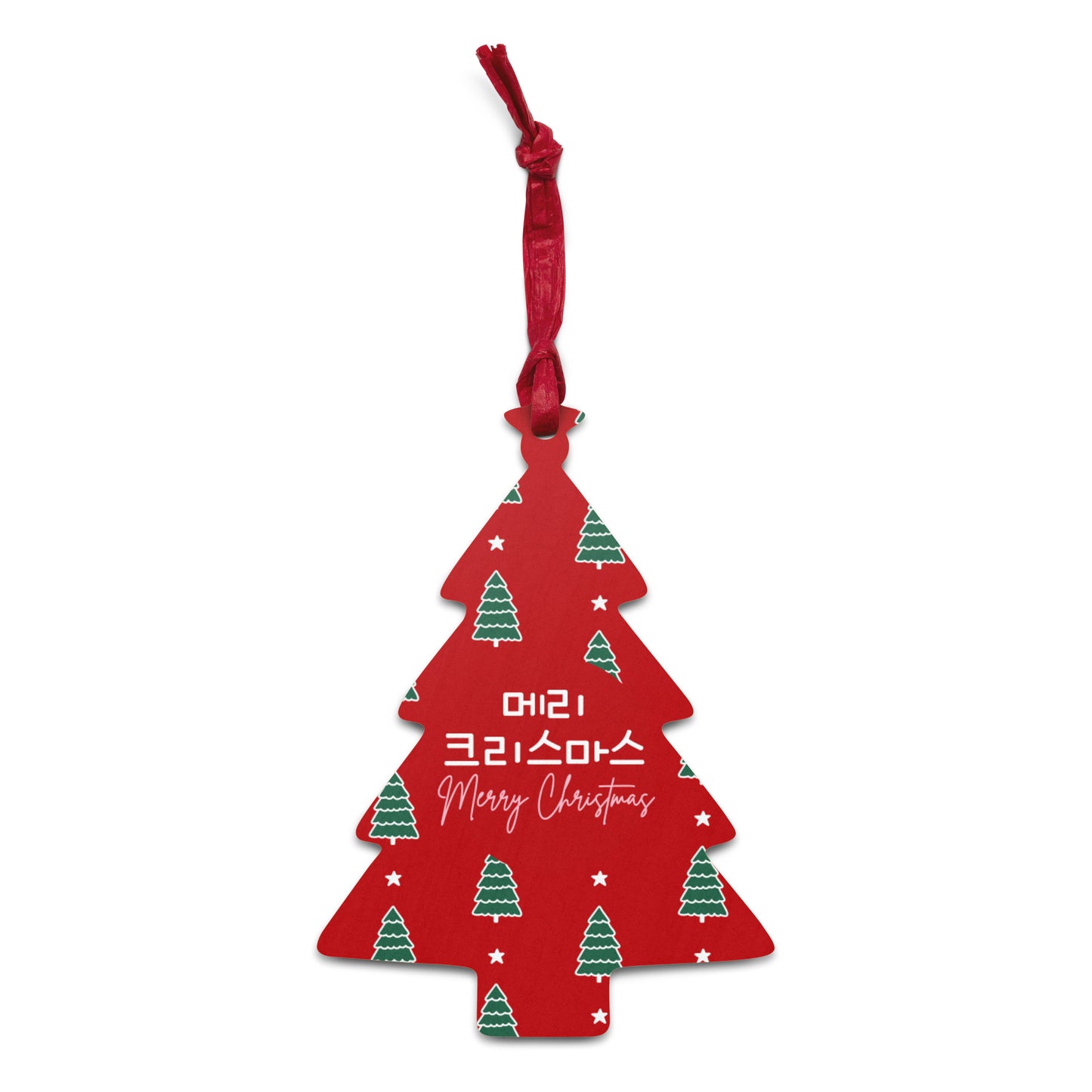 Christmas Wooden Tree Ornament with Learning Korean